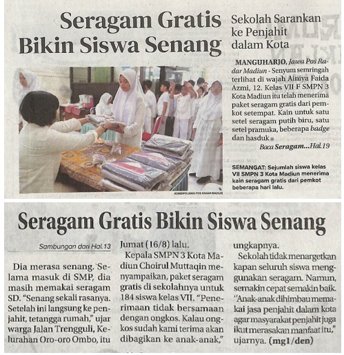 Seragam Gratis Bikin Siswa Senang, Sekolah Sarankan ke Penjahit dalam Kota