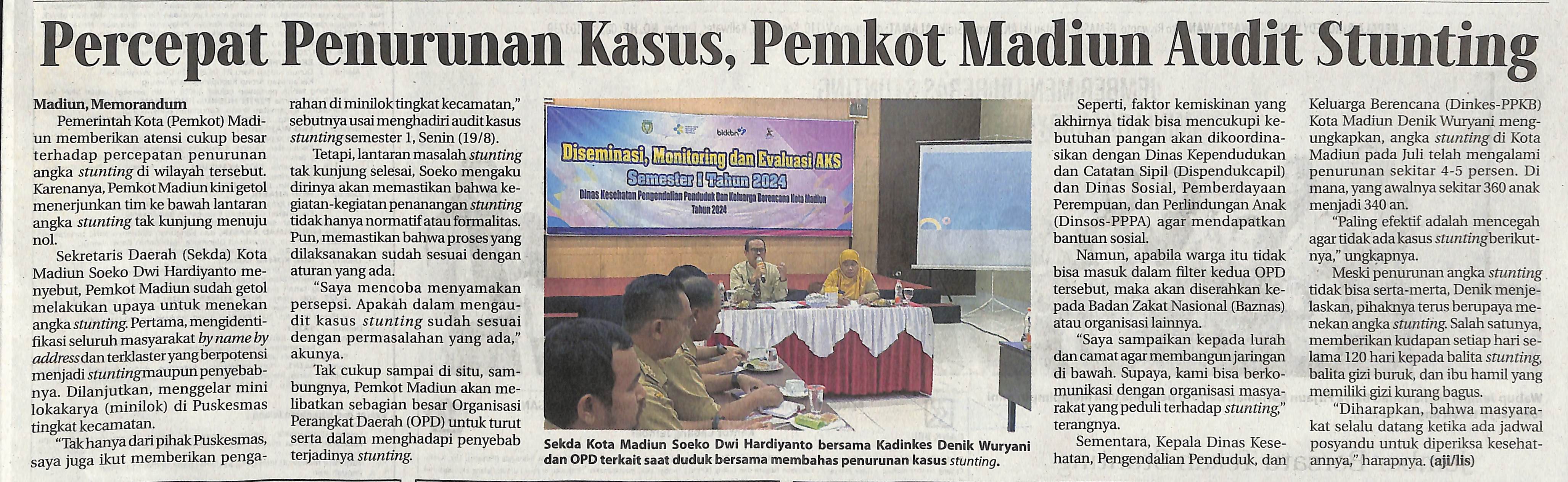 Percepatan Penurunan Kasis, Pemkot Madiun Audit Stunting