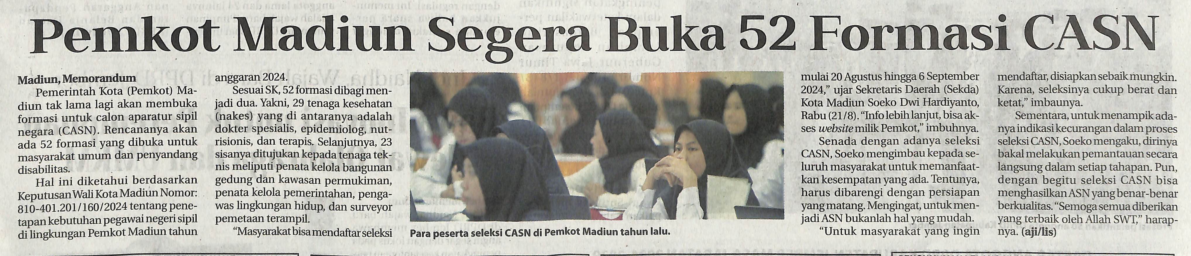 Pemkot Madiun Segera Buka 52 Formasi CASN