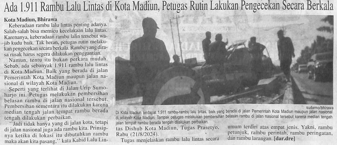 Ada 1.911 Rambu Lalu Lintas di Kota Madiun, Petugas Rutin Lakukan Pengecekan Secara Berkala