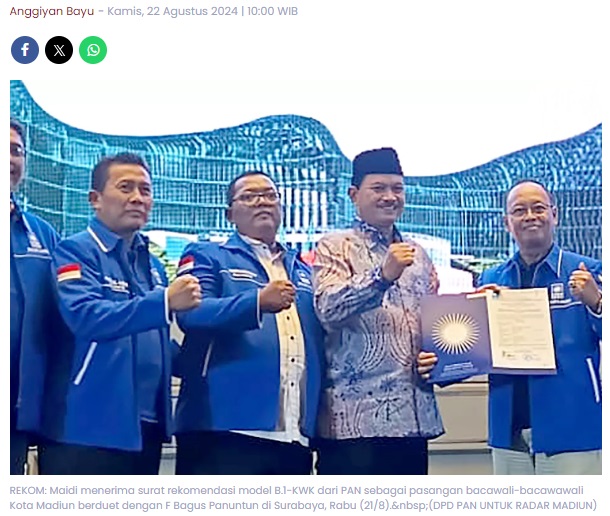 Berkah Putusan MK, PAN Gabung Koalisi Pengusung Maidi-Bagus Panuntun di Pilkada Kota Madiun 2024