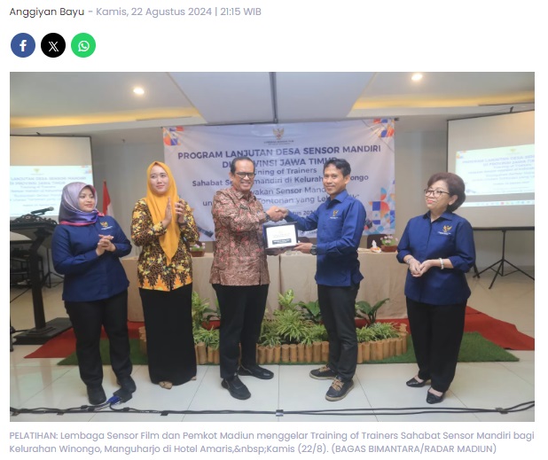 Pemkot Madiun Gandeng LSF Edukasi Warga soal Sensor Mandiri Tontonan Film, Salah Satunya Tidak Singgung tentang Isu SARA