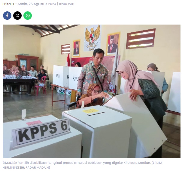 1.184 Disabilitas Punya Hak Pilih di Kota Madiun, KPU Janji Beri Perhatian Khusus