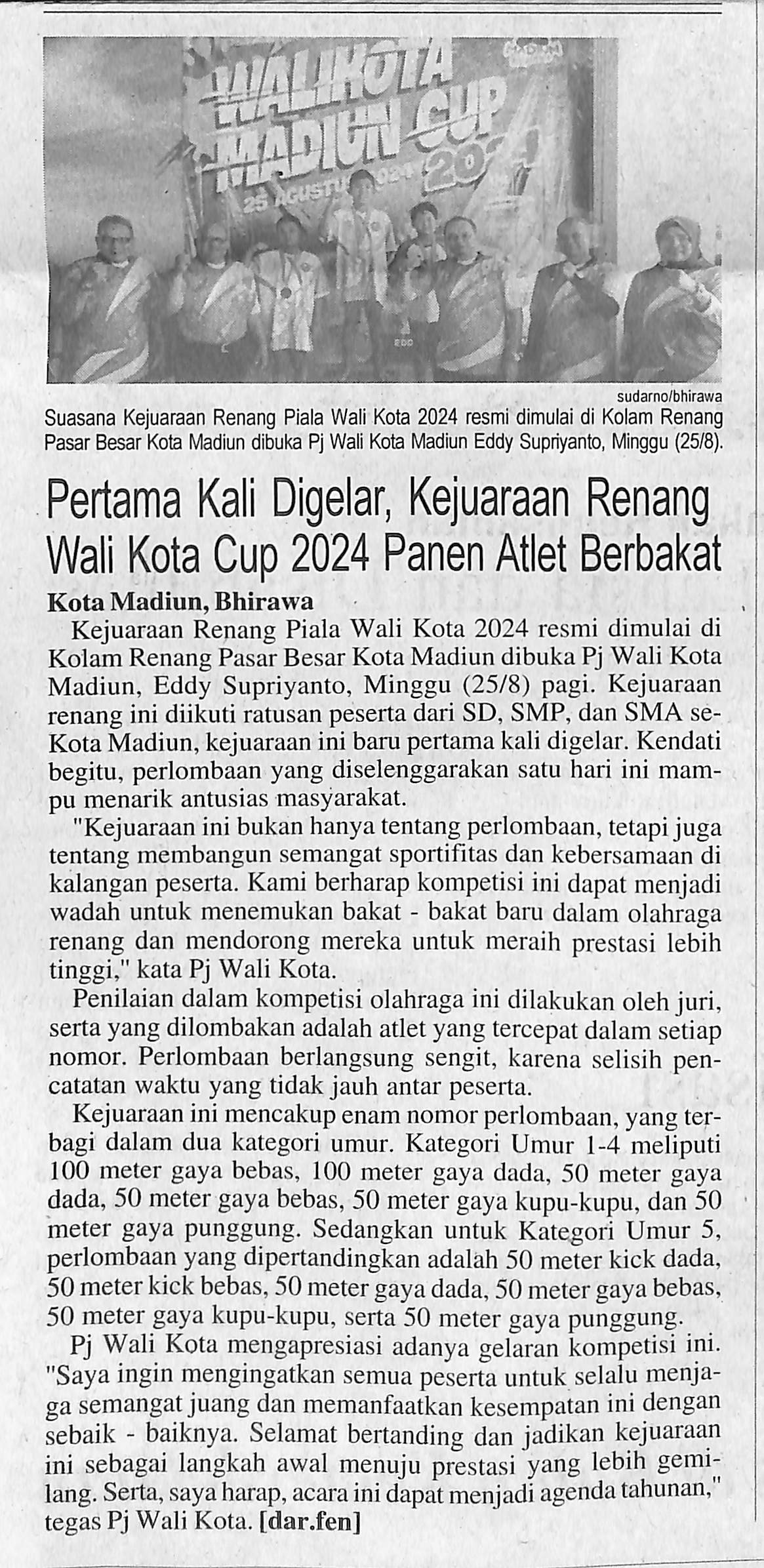 Pertama Kali Digelar, Kejuaraan Renang Wali Kota Cup 2024 Panen Atlet Berbakat
