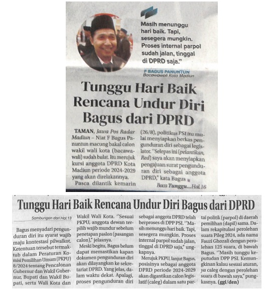 Tunggu Hari Baik Rencana Undur Diri Bagus dari DPRD