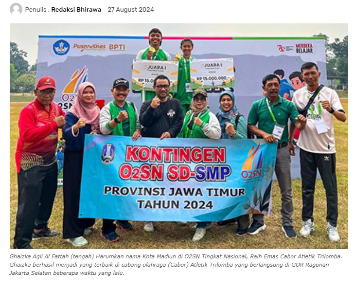 Ghaizka Agli Al Fattah Harumkan Nama Kota Madiun di O2SN Tingkat Nasional, Raih Emas Cabor Atletik Trilomba