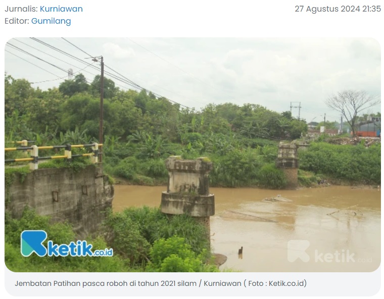 Usai Roboh Tiga Tahun Silam, Kini Jembatan Patihan Kota Madiun Dalam Pembangunan