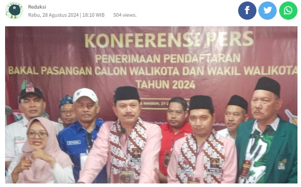 Pasangan Maidi-Bagus Panuntun Mendaftar ke KPU Kota Madiun