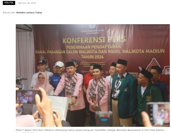 Maidi – F Bagus Daftar ke KPU Kota Madiun pada Hari Kedua