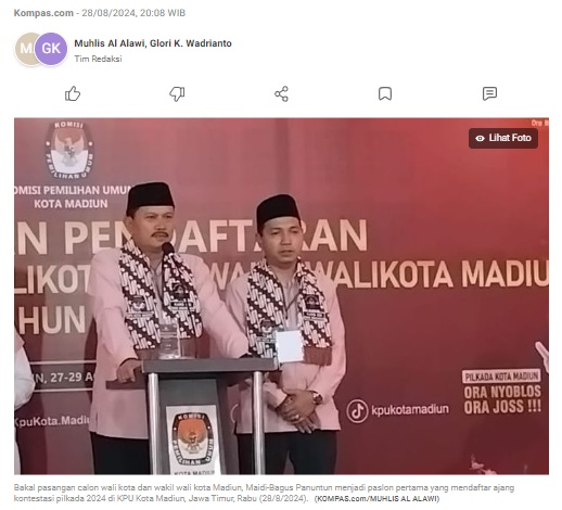 Maidi-Panuntun Ungkap Arti Baju "Pink" Saat Daftar Pilkada Madiun