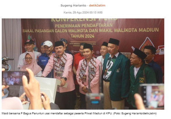 Komitmen Maidi Gandeng Bagus Panuntun Usai Daftar Pilwali Madiun