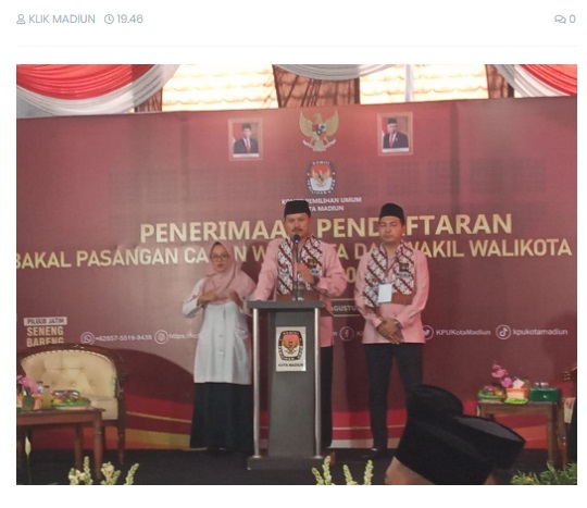 Pasangan Maidi - Bagus Panuntun Mendaftar ke KPU Kota Madiun, Usung Slogan Terbukti - Lanjutkan