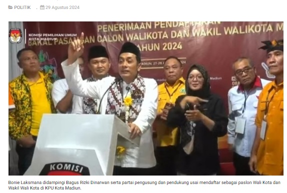 Resmi Daftar ke KPU, Paslon BONUS Usung Visi Bersama Membangun Kota Madiun Berkualitas Secara Merata