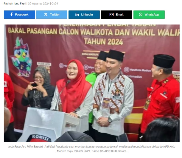 Bakal Paslon Inda-Aldi Mantap Maju Pilwali Madiun, Meski Cuma Diusung 2 Partai