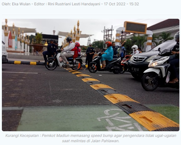 Pemkot Madiun Pasang Speed Bump Antisipasi Pengendara Ngebut di Jalan Pahlawan