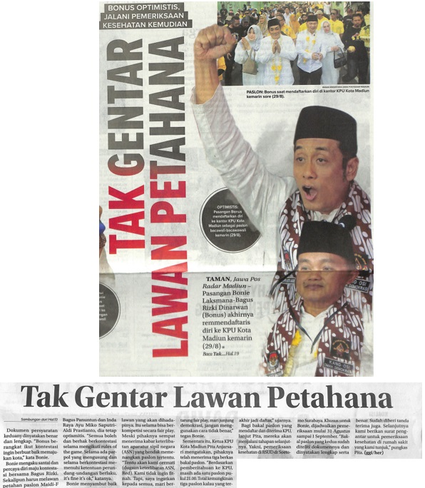 Bonus Optimis, Jalani Pemeriksaan Kesehatan Kemudian, Tak Gentar Lawan Petahana