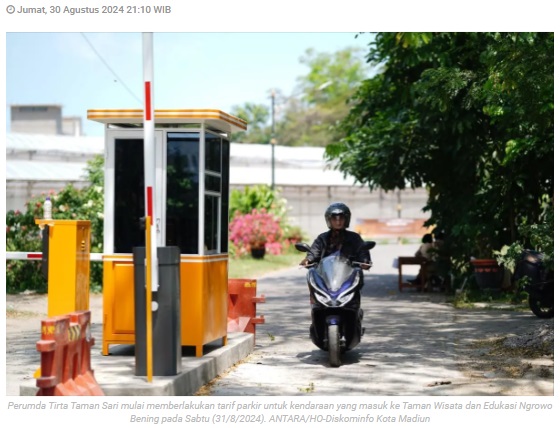 Pemkot Madiun berlakukan tarif parkir di Taman Wisata Ngrowo Bening