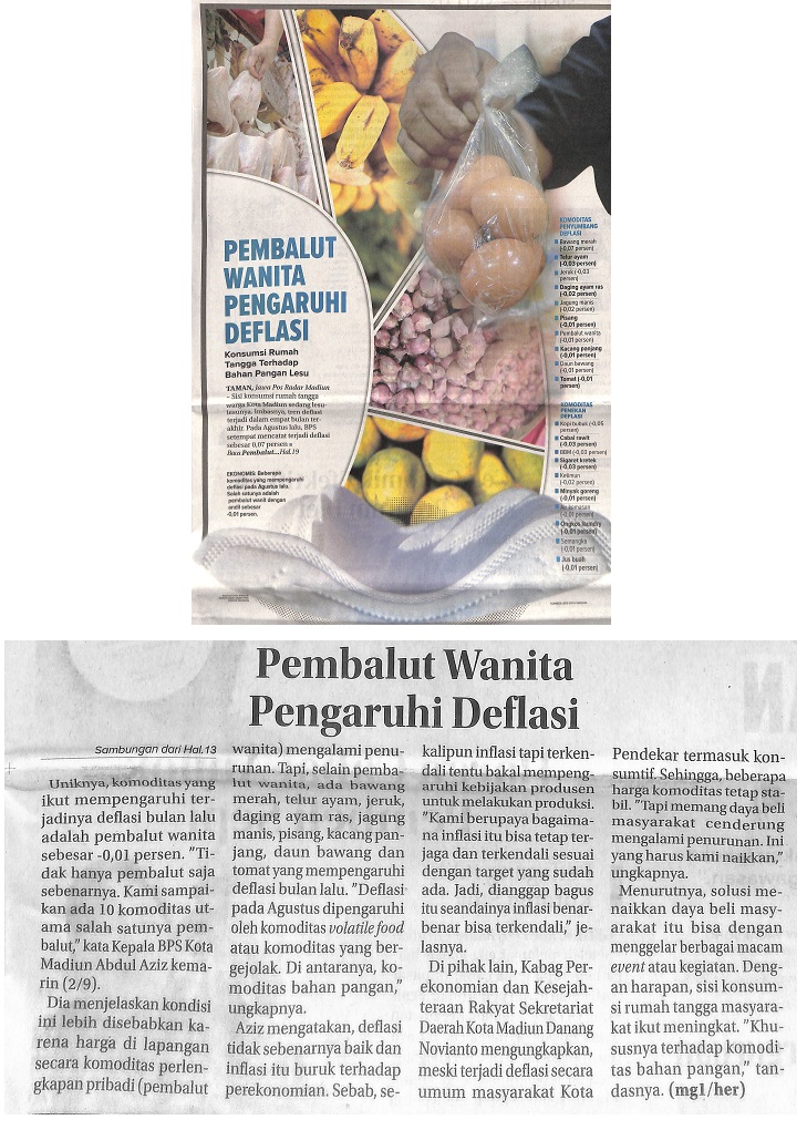 Pembalut Wanita Pengaruhi Deflasi, Konsumsi Rumah Tangga Terhadap Bahan Pangan Lesu