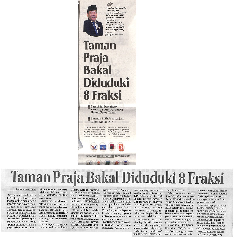 Taman Praja Bakal Diduduki 8 Fraksi