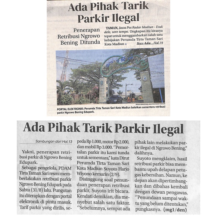 Ada Pihak Parkir Ilegal, Penerapan Retribusi Ngrowo Bening Ditunda