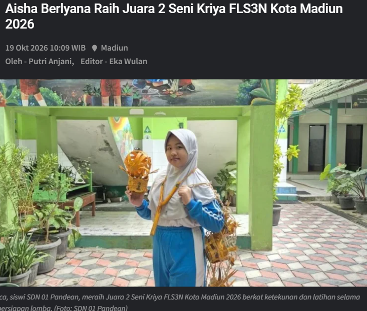 Aisha Berlyana Raih Juara 2 Seni Kriya FLS3N Kota Madiun 2026
