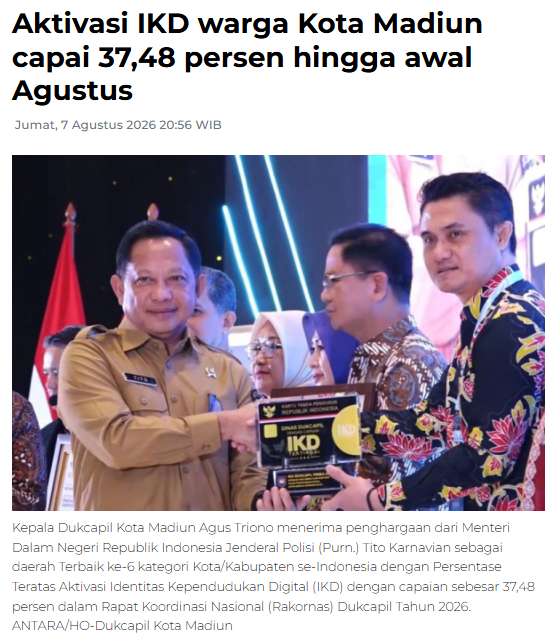 Aktivasi IKD warga Kota Madiun capai 37,48 persen hingga awal Agustus
