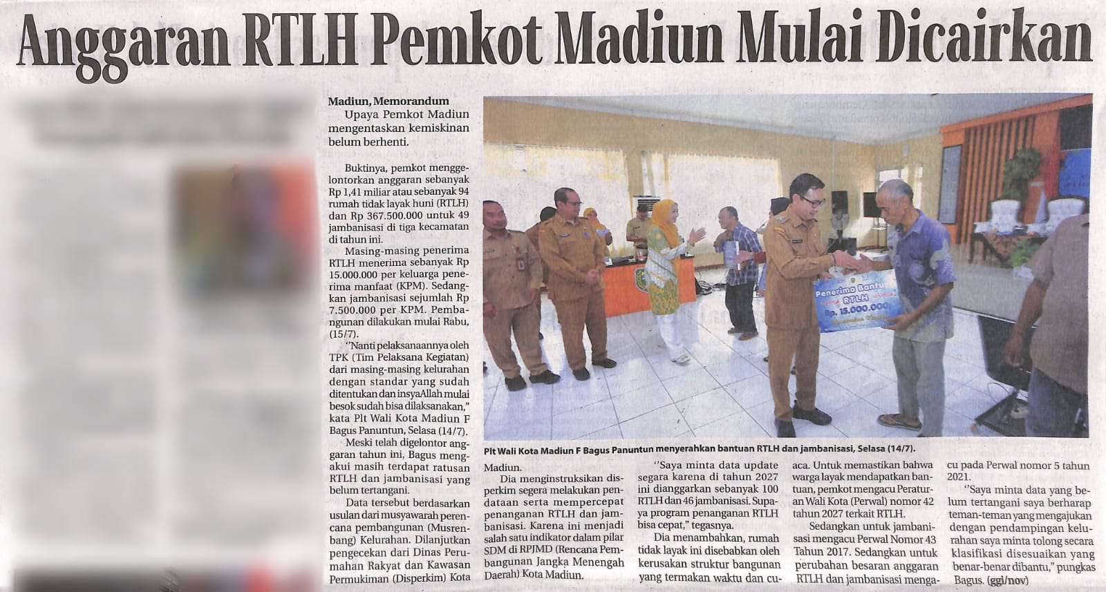 Anggaran RTLH Pemkot Madiun Mulai Dicairkan