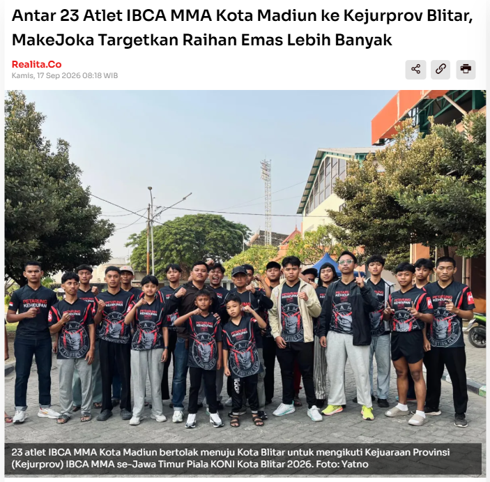 Antar 23 Atlet IBCA MMA Kota Madiun ke Kejurprov Blitar, MakeJoka Targetkan Raihan Emas Lebih Banyak