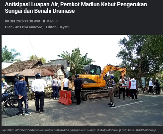 Antisipasi Luapan Air, Pemkot Madiun Kebut Pengerukan Sungai dan Benahi Drainase