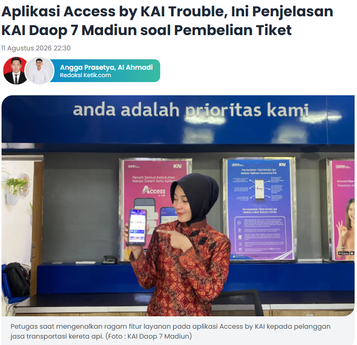 Aplikasi Access by KAI Trouble, Ini Penjelasan KAI Daop 7 Madiun soal Pembelian Tiket