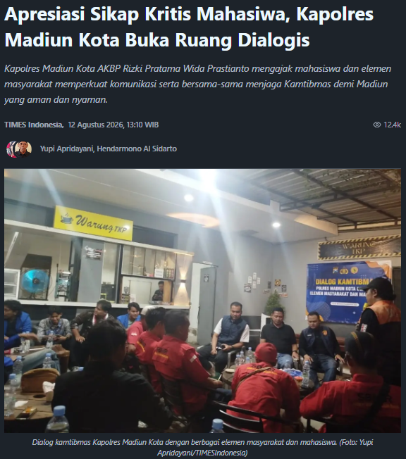 Apresiasi Sikap Kritis Mahasiwa, Kapolres Madiun Kota Buka Ruang Dialogis