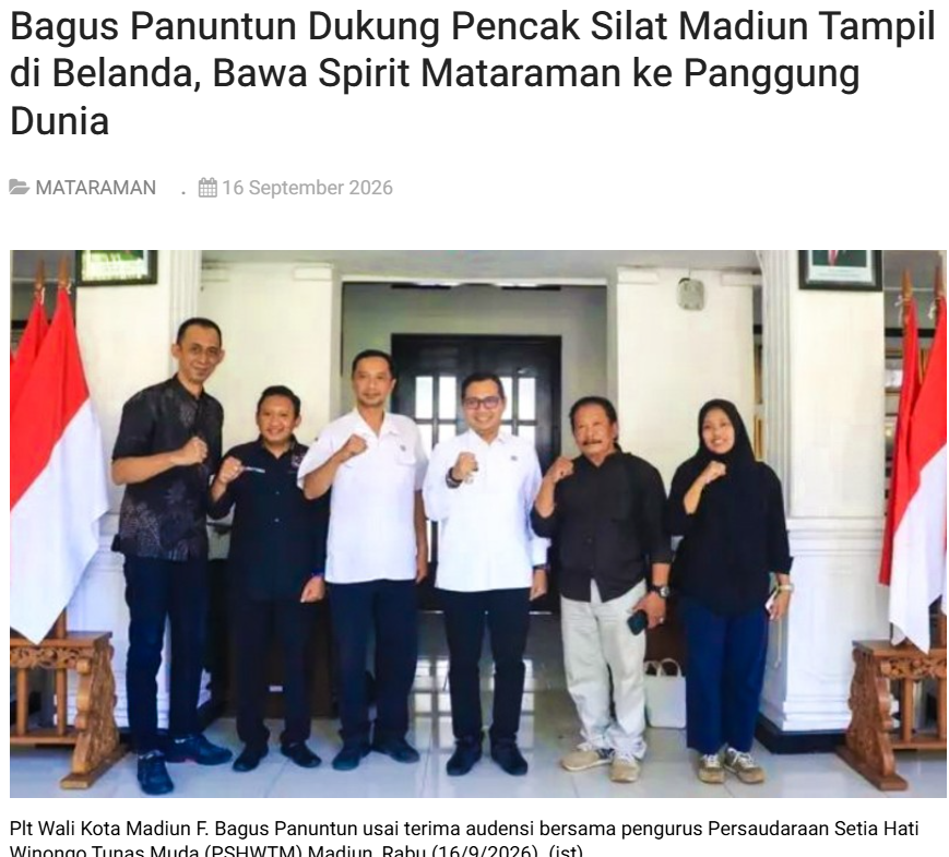 Bagus Panuntun Dukung Pencak Silat Madiun Tampil di Belanda, Bawa Spirit Mataraman ke Panggung Dunia