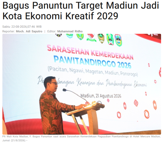 Bagus Panuntun Target Madiun Jadi Kota Ekonomi Kreatif 2029