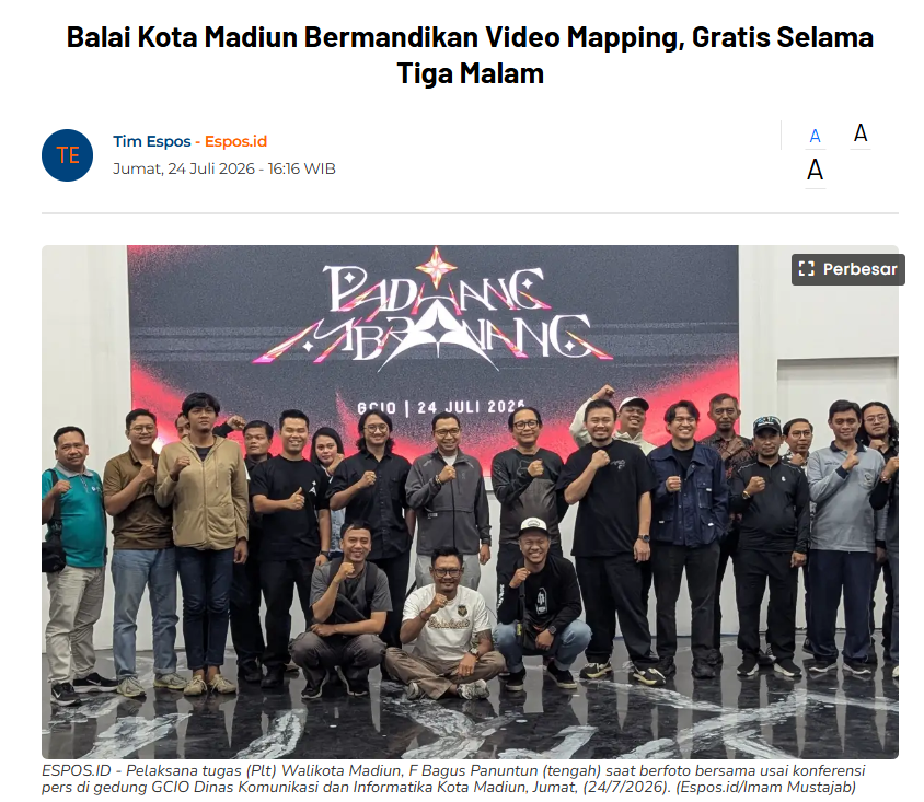 Balai Kota Madiun Bermandikan Video Mapping, Gratis Selama Tiga Malam