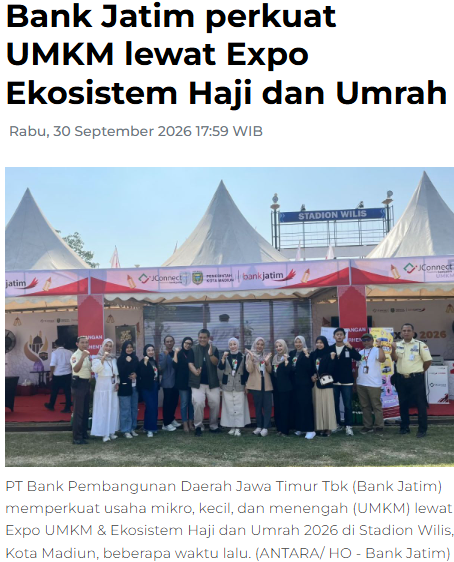 Bank Jatim perkuat UMKM lewat Expo Ekosistem Haji dan Umrah