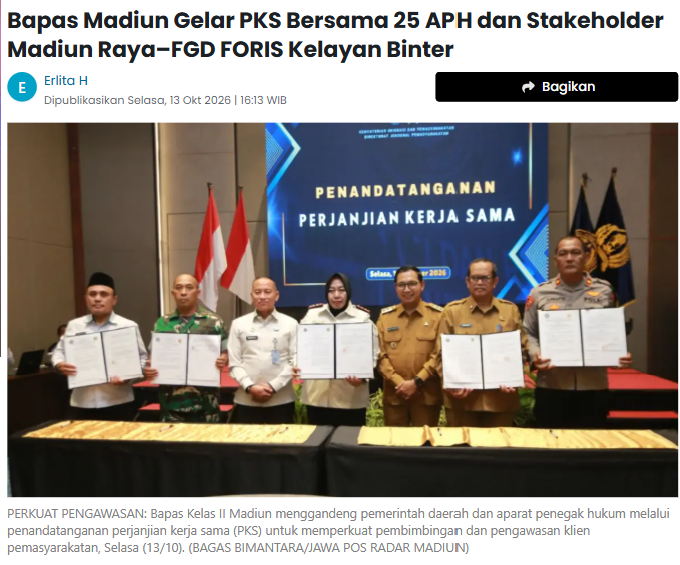 Bapas Madiun Gelar PKS Bersama 25 APH dan Stakeholder Madiun Raya–FGD FORIS Kelayan Binter