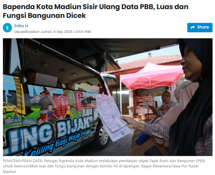 Bapenda Kota Madiun Sisir Ulang Data PBB, Luas dan Fungsi Bangunan Dicek