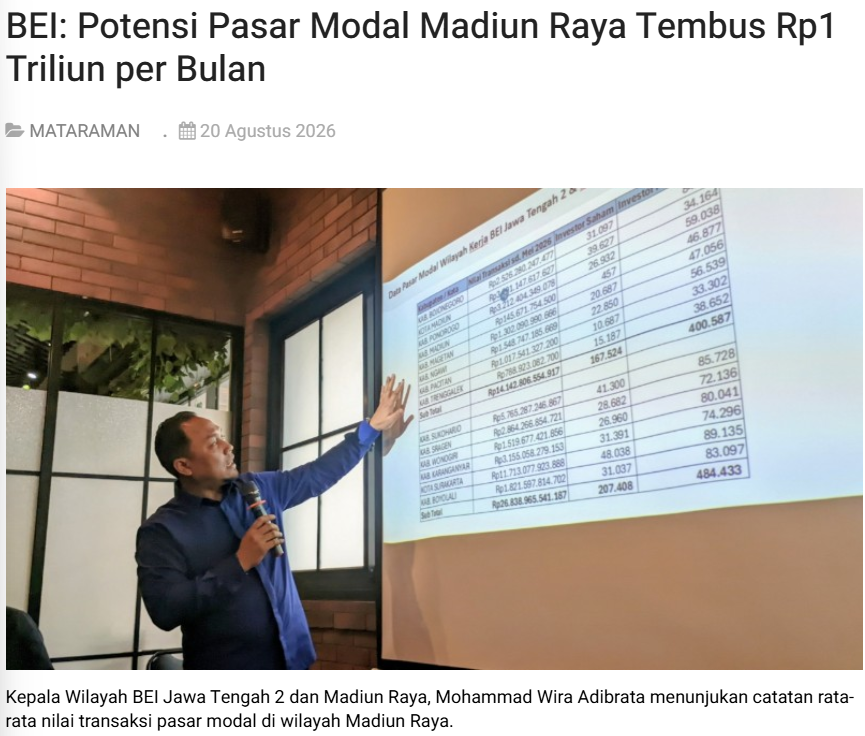 BEI: Potensi Pasar Modal Madiun Raya Tembus Rp1 Triliun per Bulan