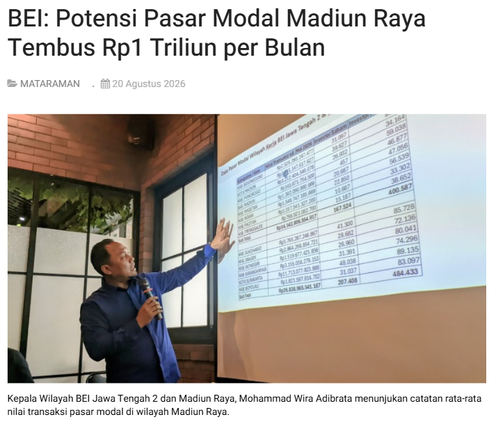 BEI: Potensi Pasar Modal Madiun Raya Tembus Rp1 Triliun per Bulan