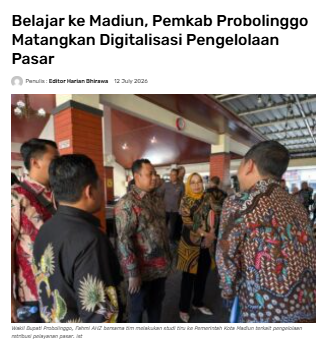Belajar ke Madiun, Pemkab Probolinggo Matangkan Digitalisasi Pengelolaan Pasar