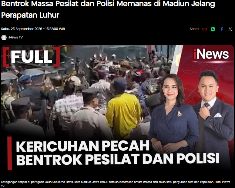 Bentrok Massa Pesilat dan Polisi Memanas di Madiun Jelang Perapatan Luhur