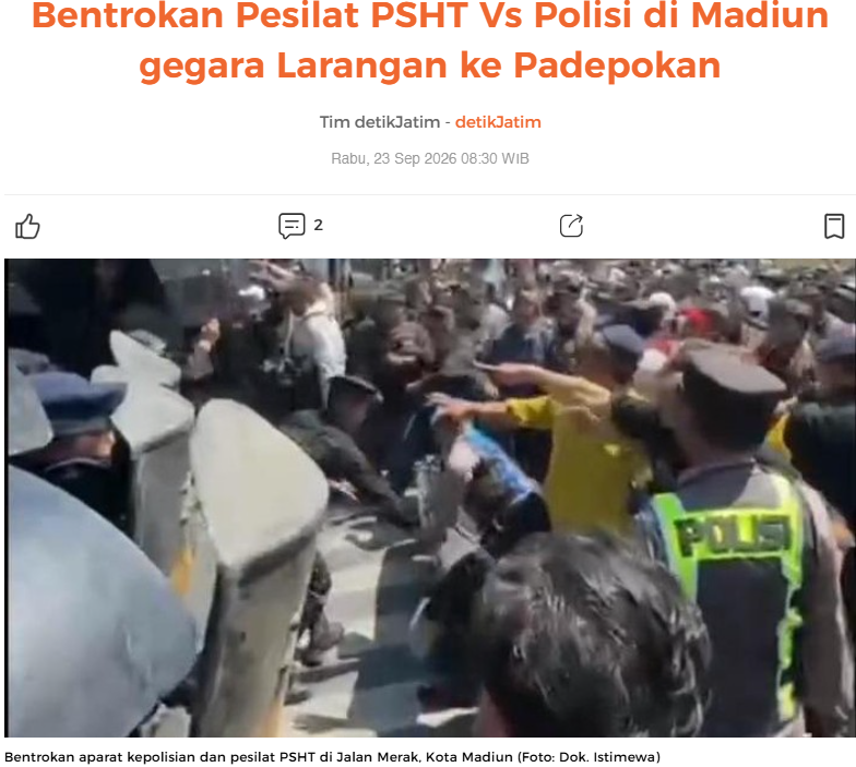 Bentrokan Pesilat PSHT Vs Polisi di Madiun gegara Larangan ke Padepokan