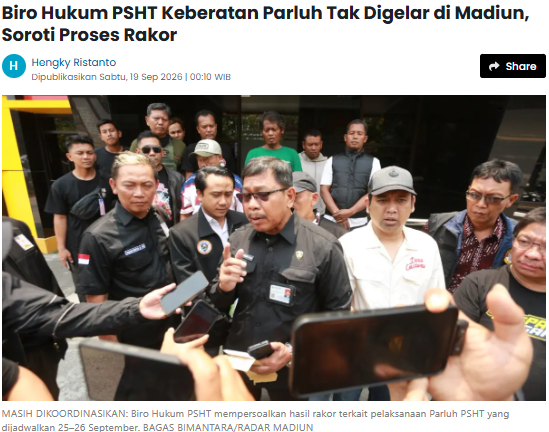 Biro Hukum PSHT Keberatan Parluh Tak Digelar di Madiun, Soroti Proses Rakor