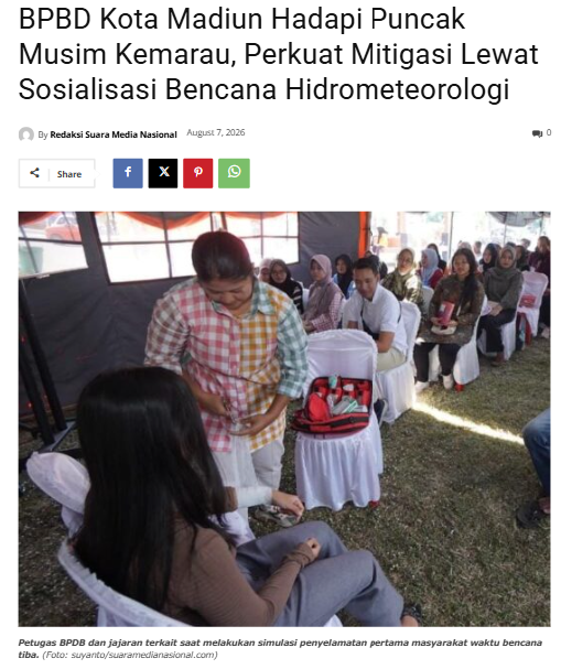 BPBD Kota Madiun Hadapi Puncak Musim Kemarau, Perkuat Mitigasi Lewat Sosialisasi Bencana Hidrometeorologi