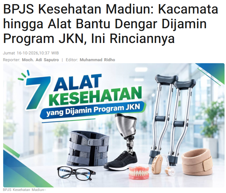 BPJS Kesehatan Madiun: Kacamata hingga Alat Bantu Dengar Dijamin Program JKN, Ini Rinciannya