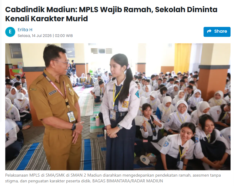 Cabdindik Madiun: MPLS Wajib Ramah, Sekolah Diminta Kenali Karakter Murid