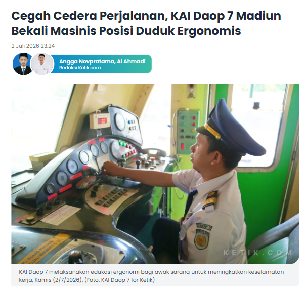 Cegah Cedera Perjalanan, KAI Daop 7 Madiun Bekali Masinis Posisi Duduk Ergonomis