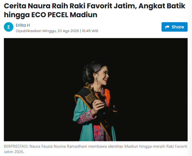 Cerita Naura Raih Raki Favorit Jatim, Angkat Batik hingga ECO PECEL Madiun
