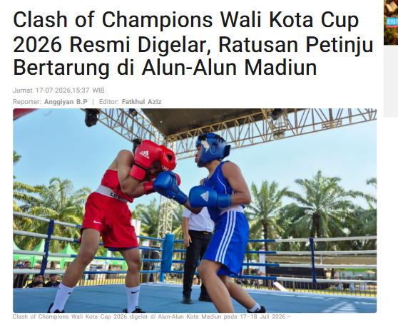 Clash of Champions Wali Kota Cup 2026 Resmi Digelar, Ratusan Petinju Bertarung di Alun-Alun Madiun