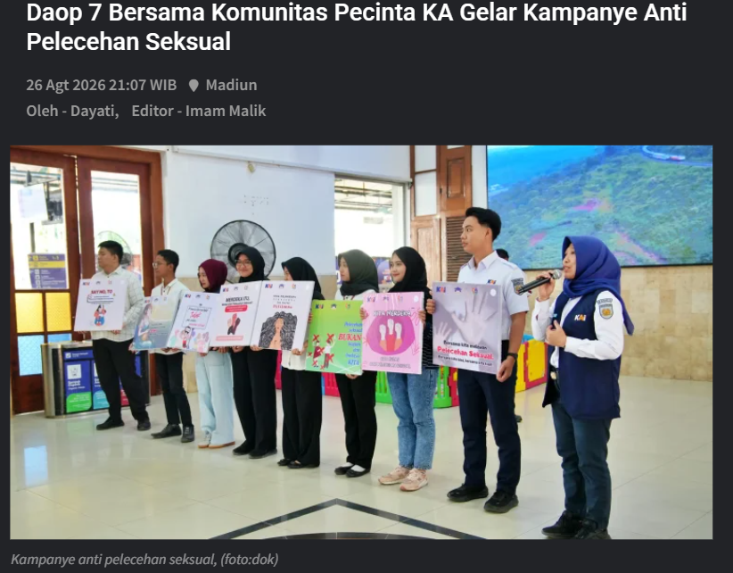 Daop 7 Bersama Komunitas Pecinta KA Gelar Kampanye Anti Pelecehan Seksual